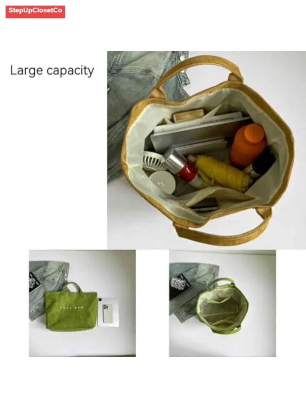 Suede Tote Bag for Women Letter Print Hobo Handbag